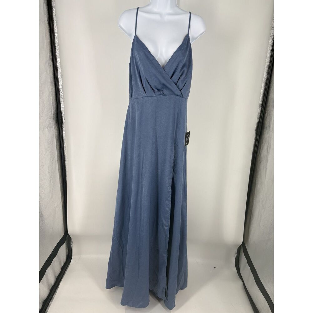 Lulu's Blue Maxi Dress | Sleeveless V-Neck Wrap Style with Slit